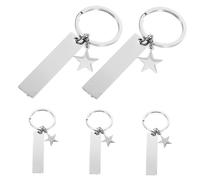 Garneck 5Pcs Engravable Rectangle Metal Keychains Unfinished DIY Hanging Tags for Crafts Personalised Pendants for Key Bag and Schoolbag Decoration