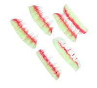 Garneck 5Pcs Luminous Zombie Fiend Dentures Glow Dark Halloween Fake Teeth Party Props Safe Material for Cosplay Pranks and Scary Decorations