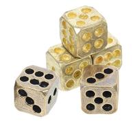 Garneck 5Pcs Solid Copper Dice Unique Game Props for Parties Learning Metal Dice for Home Pub Outdoor Fun Engaging Educational Tool for Counting Math Games Random Color