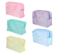 Garneck 5pcs Waterproof PVC Cosmetic Storage Bags Big Capacity and Foldable Design, Portable Makeup and Toiletry Organizer Bags for Travel and Daily Use Random Color
