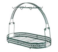 Garneck 6 Hooks Tea Set Stand Coffee Cup Holder 15.72x8.45x12.58 in Iron with Wire Basket Bottom and Anti-fall Fence European Classic Style Kitchen Organizer