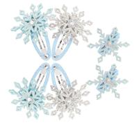 Garneck 6 pcs Snowflake Hair Clips for Little Non Slip Rhinestone Hair Accessories Cute Blue and Silver Barrettes for Birthday Party Ceremony Everyday Wear