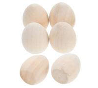 Garneck 6 Pcs Unfinished Wooden Easter Eggs for DIY Crafts Smooth Surface Wood Blanks for Painting and Decorating for Family Activities and Easter Home Decor