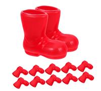 Garneck 6pairs Realistic Miniature Dollhouse Accessories Santa Festival Boots of Tiny Christmas Shoes for Diy