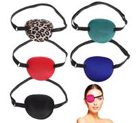 Garneck 6pcs Adjustable Polyester Eyepatch for Adults Single Eye Patches Comfortable and Breathable Lightweight Eye Patch Suitable for Pirate Party Costume Props