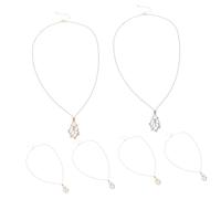 Garneck 6pcs Adjustable Stone Holder Necklace with Raw Crystal Pendants Metal Cage Pendant Choker for Women Versatile Crystal Collarbone Chains for Outdoor and Casual Wear
