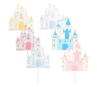 Garneck 6pcs Castle Cake Insert Wedding Decor Happy Birthday Decorations Wedding Cake Topper Castle Birthday Cake Topper Gold Decor Kids Castle Cake Decor Child Top Hat Multi-layer Paper