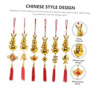 Garneck 6pcs Chinese Style Zodiac Bunny Hanging Pendants Small Rabbit Ornaments Feng Shui Decorations for Year Luck Home Garden Bonsai