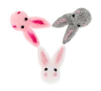 Garneck 6pcs Cute Wool Felt Bunny Accessories Soft Rabbit Beads for Clothes Bags Easter Decor Gift White Pink Gray