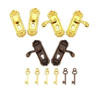Garneck 6pcs Dollhouse Door Handle Lock with Key Miniature Vintage Metal Door Lock Mini Hardware for 1:12 Scale Dollhouse Decoration and Playing