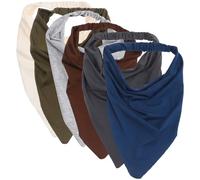 Garneck 6pcs Elastic Boho Head Scarves for Women and Large Triangle Bandana Kerchiefs with Non-slip Stretchy Bands Breathable Multi-color for Casual and Daily Wear