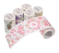 Garneck 6pcs Floral Washi Tape Set 2m Rolls Decorative Journal Tape for Scrapbooking Aesthetic Sticker Roll DIY Crafts for Planner Arts Random Style