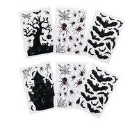 Garneck 6pcs Halloween Themed Wall Decals Self Adhesive Festival Stickers for Home Decor Easy to Apply and Remove Black Bats and Spiderweb Design for Spooky Atmosphere