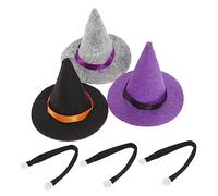 Garneck 6pcs Halloween Witch Hat Wine Bottle Decorations Cute Miniature Scarf Toppers for Festive Party DIY Halloween Ornament Black Gray Purple