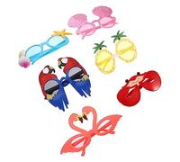 Garneck 6pcs Hawaii Theme Glasses Fun Glasses Props for Party Cosplay Photo Booth Tropical Beach Decorations with Flamingo Shell Parrot Crab Pineapple