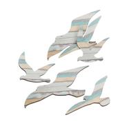 Garneck 6pcs Mediterranean Style Wooden Seagull Wall Art for Coastal Beach House Decor Easy DIY Installation Sea Bird Hanging Sculpture for Living Nautical Ocean Theme Wall Decoration