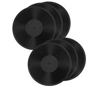 Garneck 6pcs Mini Record Model Vinyl Assembled Decoration Dollhouses Dollhouse Miniature Records Dolls Tiny Small Retro Scene Vintage Miniatures Little Miniature Record Decor Plastic Black