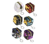 Garneck 6pcs Sequin Mini Coin Purse for Year Old Girl Girls Purse Bag Zipper for Women Cubic Wallet