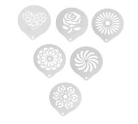 Garneck 6pcs Stainless Steel Coffee Latte Art Stencils for Cappuccino Milk Foam Decoration Templates DIY Coffee Bar Accessories