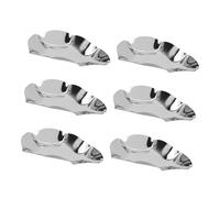 Garneck 6pcs Stainless Steel Oyster Dishes Silver Seasoning Trays High Temperature Resistant Charcoal Grilling Oven Steaming Reusable Anti-Rust Dipping Sauce Bowls with Widen Handle for