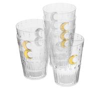 Garneck 6pcs Tumblers with Moon Pattern Design, Stackable and Shatterproof Pet Drinking Cups, Unique Celestial Charm, for Home and Dining Area Use