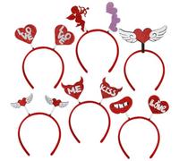 Garneck 6pcs Valentine’s Day Party Hair Accessory Red Heart-shaped Headbands Made of Plastic and Felt Comfortable for Long Time Wearing Festive and Decorative Headwear for Adults