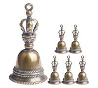 Garneck 6pcs Vintage Brass Meditation Bells with Lucky Beads Handheld Jingle Bells for Yoga Prayer Keychain Pendants Home Decor Spiritual Meditation and Festive Ornament