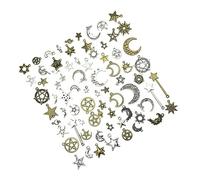 Garneck 74Pcs Celestial Witch Charms Set - Sun Moon Star Pendants in Silver and Bronze Tone for DIY Pagan Jewelry Making - for Crafting Unique Necklaces and Bracelets