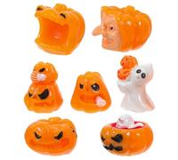 Garneck 7pcs Mini Ghost Pumpkin Halloween Figurines Resin Decorations for DIY Fairy Garden Creative Miniature Statues for Outdoor Space Saving Design