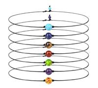 Garneck 7pcs Rainbow Stone Necklace Set for Women, 7 Chakra Beaded Choker Jewelry, Colorful Boho Neck Accessory Suitable for Yoga and Everyday Wear