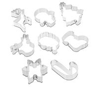Garneck 8 Pcs Stainless Steel Christmas Cookie Cutters Set Carton Shaped Biscuit Molds for Baking Heat Resistant Holiday Fondant and Dough Cutters with Santa Snowman Reindeer Candy Cane