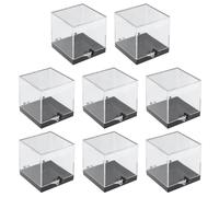 Garneck 8 Pcs Transparent Square Plastic Specimen Organizing Boxes with Stable Base for Mineral Display and Collectible Storage Portable Lightweight Showcase for Crystals and Samples
