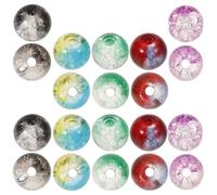 Garneck 80pcs Two-Color Crack Marbles Colorful Glass Beads for Jewelry Making DIY Crafts Assorted Color Glass Beads Suitable for Bracelets and Necklaces