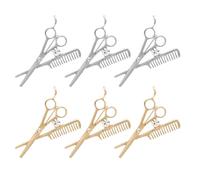 Garneck 8Pcs Alloy Barber Brooch Pins Set Scissors and Comb Design, Gold and Silver Corsage Badges for Hairdresser Uniforms, Men’S and Women’S Clothing Accessories