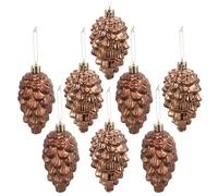 Garneck 8pcs Christmas Pine Cone Baubles - Rustic Hanging Pinecone Ornaments with String & Glitter - for Xmas Tree & Thanksgiving Decor