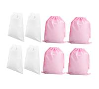 Garneck 8pcs Drawstring Shoe Storage Bags Fabric Shoe Organizer Dust Covers for Travel and Home Storage Space-Saving Large Capacity Bags in White and Pink Easy to Clean and Stylish Design