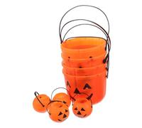 Garneck 8pcs Halloween Pumpkin Buckets Reusable Plastic Trick Treat Candy Holders with Handles Large and Mini Storage Pails for Party Favors and Halloween Decorations