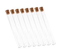 Garneck 8Pcs Transparent Glass Test Tubes with Corks Round Bottom Chemistry Experiment Equipment Laboratory Storage Containers for Liquid Samples