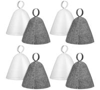 Garneck 8pcs Wool Felt Sauna Hat Set for Men and Women - Thickened Grey and White Insulated Steam Cap - Quick-Drying Bath Hair Protector for Sauna and Banya Use