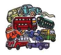 Garneck 9pcs Assorted Colour Cotton Appliques for Clothes, Small Cartoon Car Patches with Bright Appearance, for Sewing on Sweaters and Cushions at Home Or Tailor Shop to Hide Holes