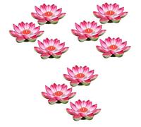 Garneck 9pcs Lotus Candle Blessing Decorative Light for Festivals Double Layer Design for Home Decor Weddings and Parties Bright Red Color