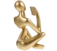 Garneck Abstract Reader Statue Resin Figurine Gold Finish, Abstract Thinker Sculpture for Home Office Decor, Nordic Luxury Bookroom Accent, 1pcs Desktop Ornament