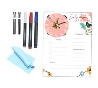 Garneck Acrylic Desk Dry Erase Board with Clock Desktop Whiteboard Stand for Daily Planning and Note Taking Writing Memo Board for Office and Home Organization