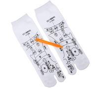 Garneck Acupressure Reflexology Socks for Men and Women with Foot Massage Stick, Toe Separator Massage Socks in White with Blue Or Black Print, Foot Meridian Therapy for Plantar Health
