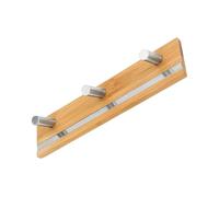 Garneck Adhesive No Drill Rail Rack Hook Organizer for Home and Laundry | Bamboo and Stainless Steel, Simple Stylish Wall-mounted Setup, Works in Wet Areas for Renters and Small Spaces