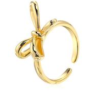 Garneck Adjustable Bow Ring Classic Statement Jewellery in Golden Copper for Women with Open Design Elegant and Feminine Finger Ring for Anniversary and Casual Occasions