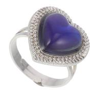 Garneck Adjustable Color Change Heart Gemstone Mood Ring for Women Temperature Sensitive Finger Ring for Festivals Parties Daily Wear Reflecting Your Mood with Stylish Design