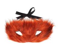 Garneck Adjustable Fox Half Face Mask for Women Masquerade Ball Cosplay Costume with Furry Design Stylish Brown Halloween Accessory for Carnival Holiday Parties and Themed Events