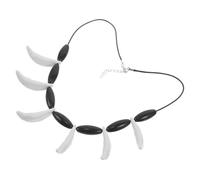 Garneck Adjustable Resin Caveman Necklace with Beaded Tribal Tooth Pendant for Men Women Lightweight Jewelry for Halloween Cosplay Costume Accessories