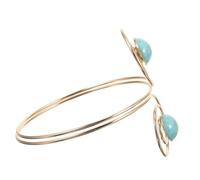 Garneck Adjustable Turquoise Spiral Arm Cuff Bracelet for Women Open Upper Arm Bangle with Gold Tone Lightweight Jewelry for Wedding Birthday